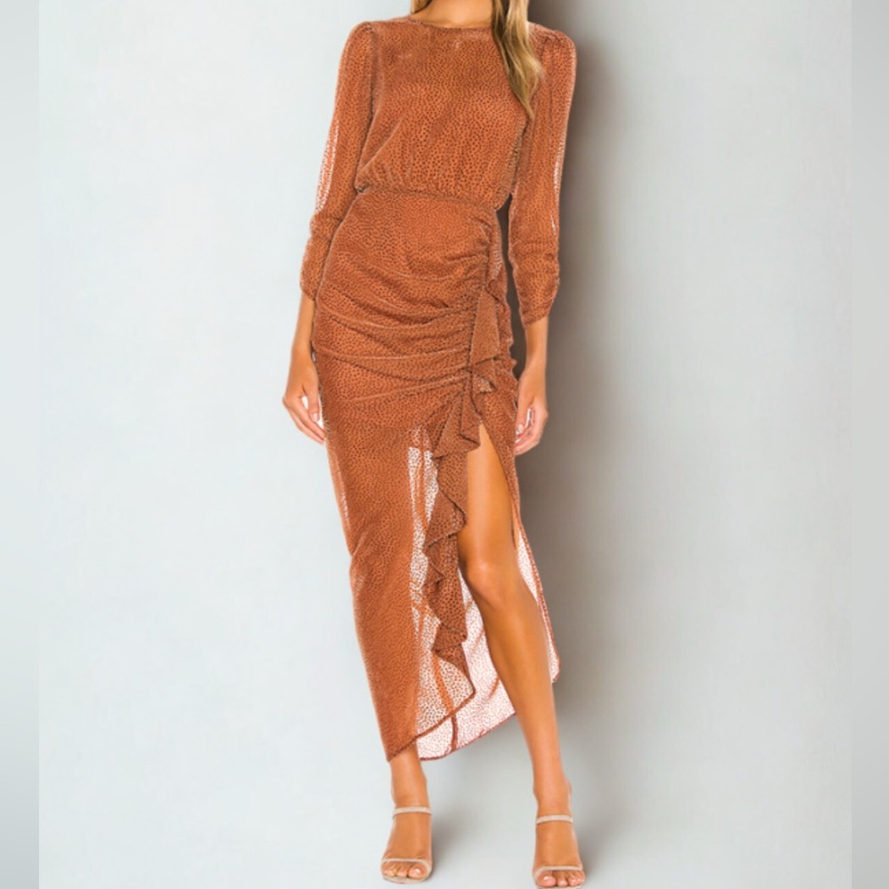 Astr Rust Long Sleeve Dress
